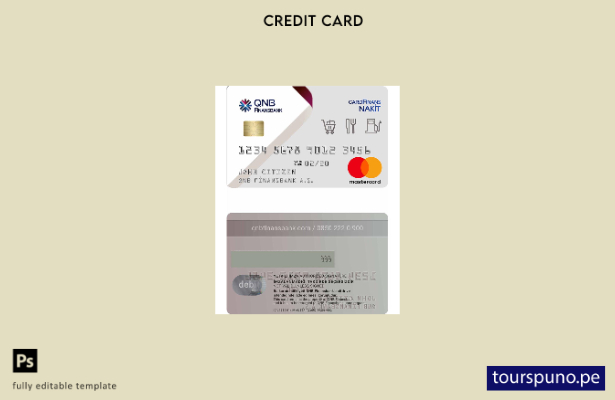 lista para imprimir plantilla de tarjeta mastercard QNB Finansbank de Turquía